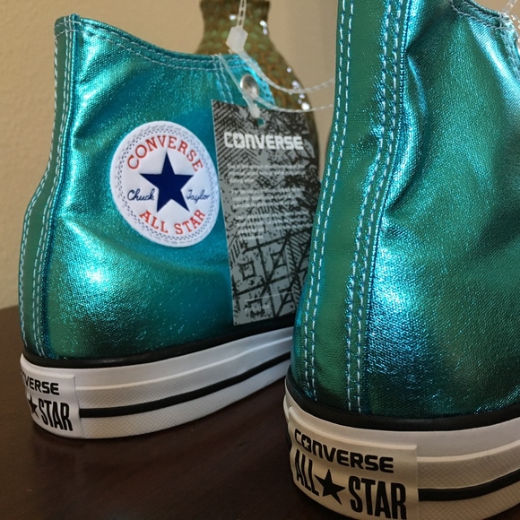 converse metallic turquoise